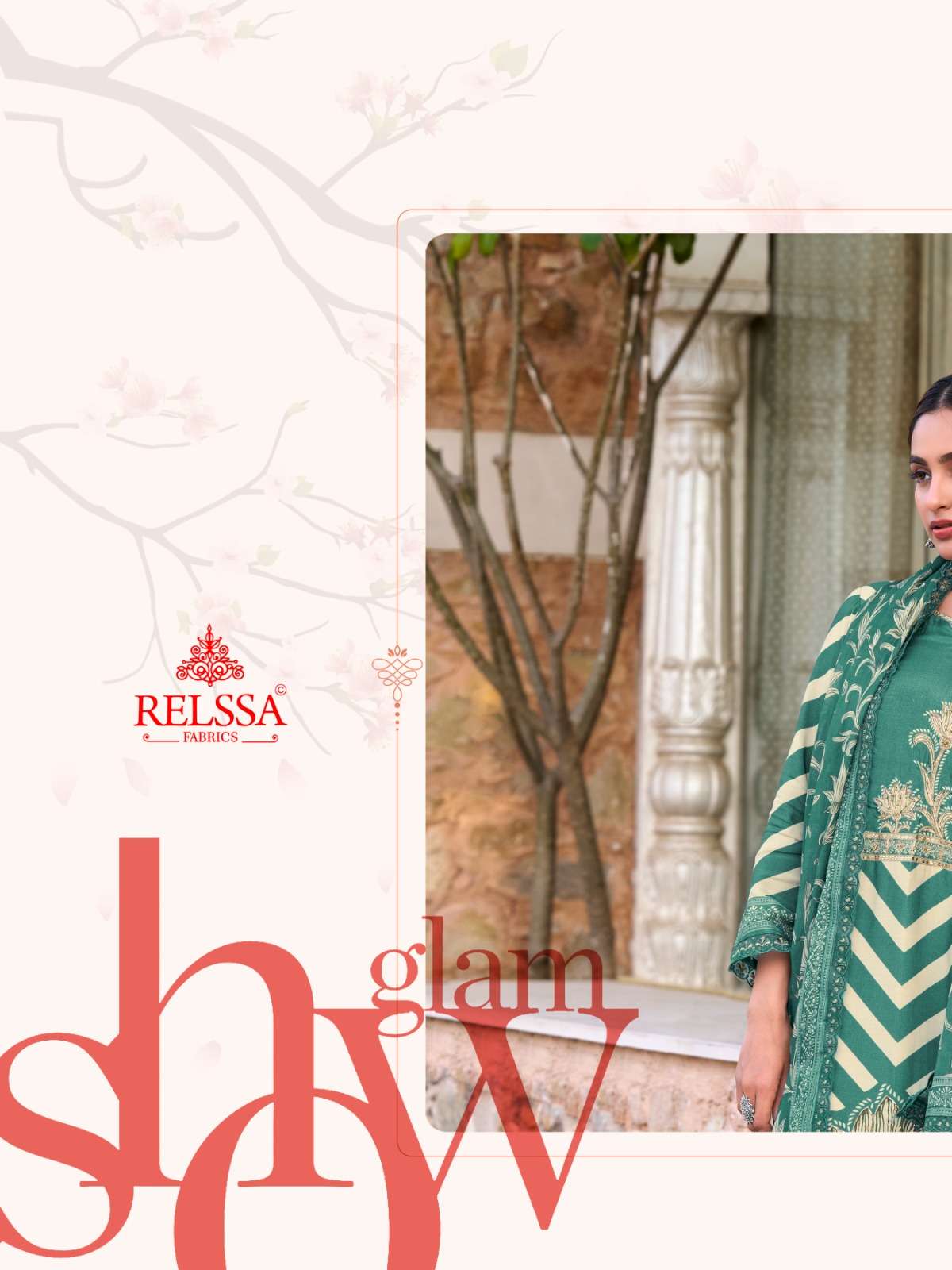 Relssa Fabrics Amrin Premium Muslin Handwork Dress Material