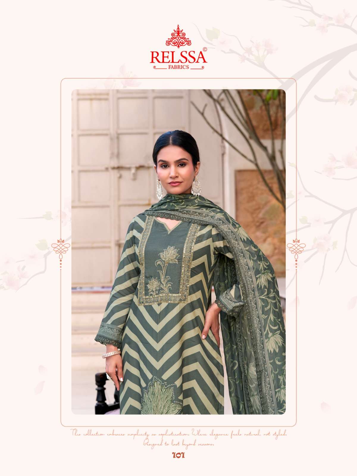 Relssa Fabrics Amrin Premium Muslin Handwork Dress Material