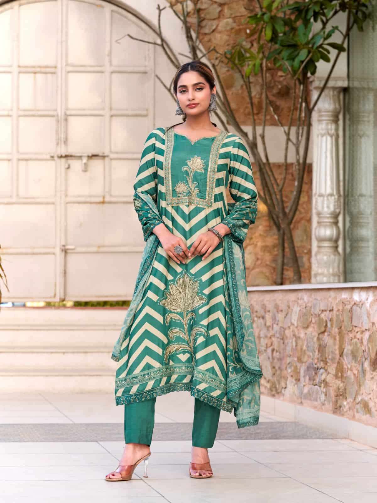 Relssa Fabrics Amrin Premium Muslin Handwork Dress Material