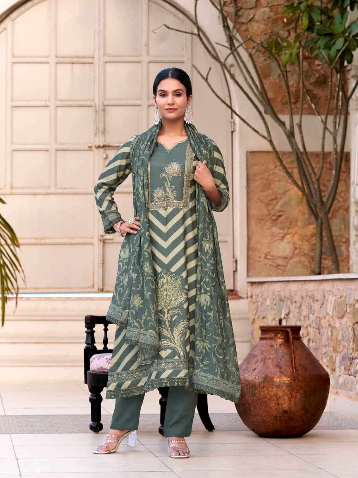 Relssa Fabrics Amrin Premium Muslin Handwork Dress Material