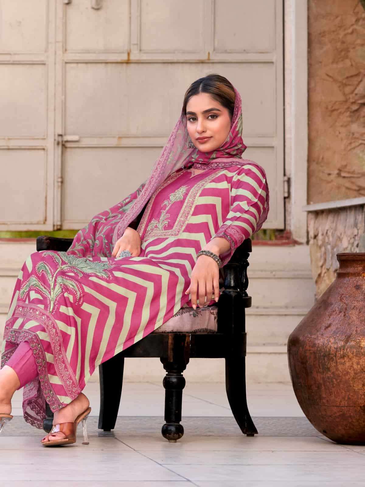 Relssa Fabrics Amrin Premium Muslin Handwork Dress Material