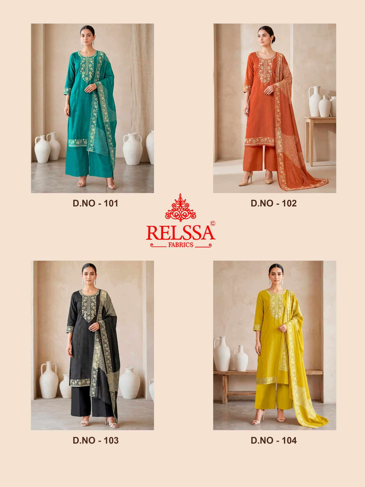 Relssa Fabrics Bandhani Premium Bemberg Muslin Embroidered Dress Material