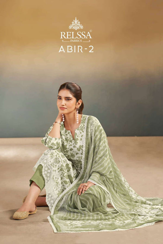 Relssa Fabrics Abir Vol 2 Pure Giza Satin Digital Printed Dress Material