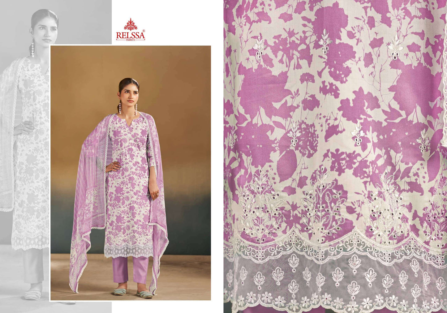 Relssa Fabrics Abir Vol 2 Pure Giza Satin Digital Printed Dress Material