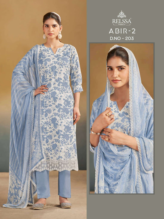 Relssa Fabrics Abir Vol 2 Pure Giza Satin Digital Printed Dress Material