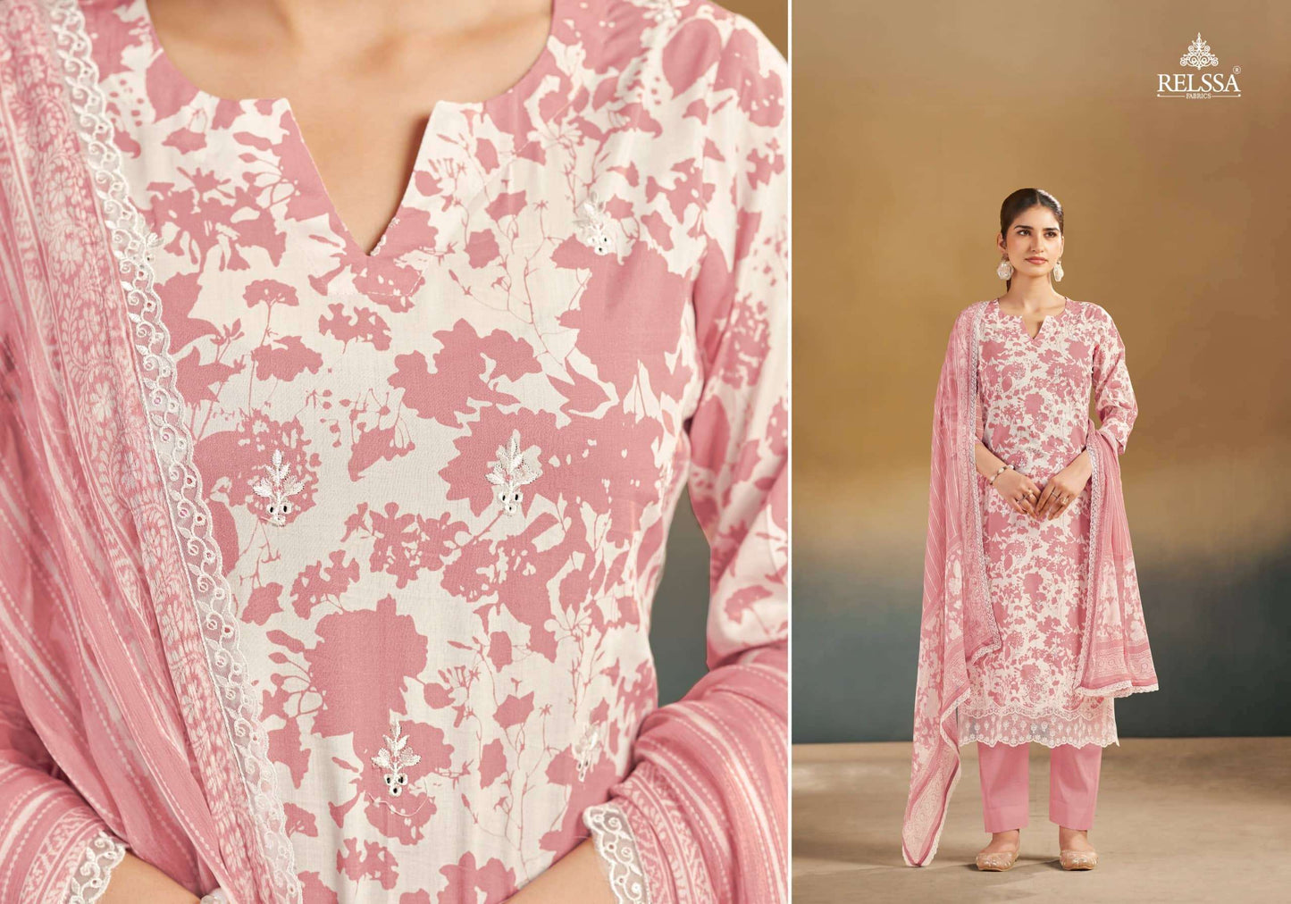 Relssa Fabrics Abir Vol 2 Pure Giza Satin Digital Printed Dress Material