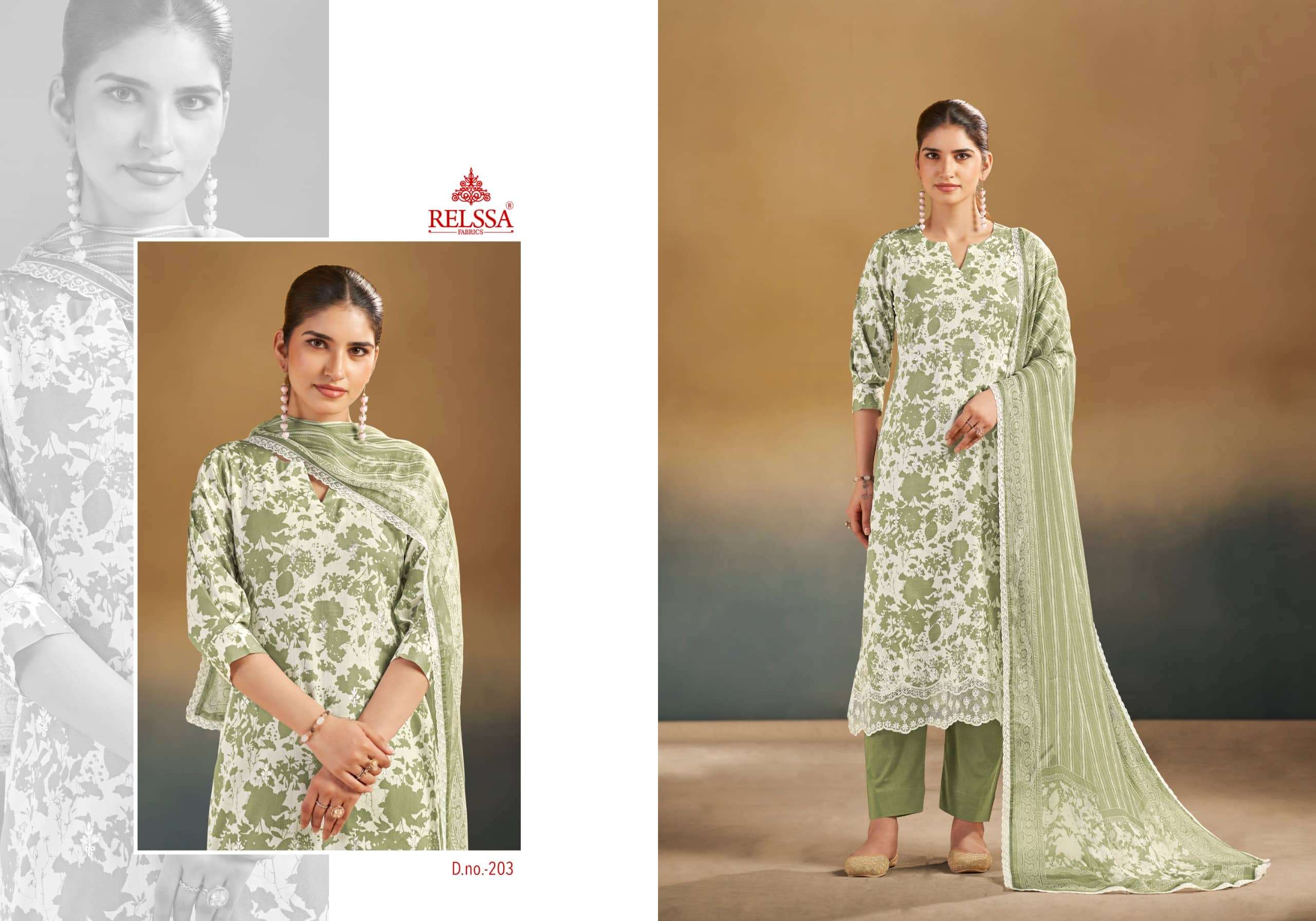 Relssa Fabrics Abir Vol 2 Pure Giza Satin Digital Printed Dress Material