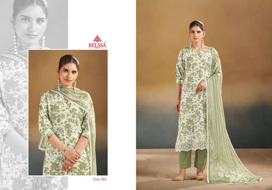 Relssa Fabrics Abir Vol 2 Pure Giza Satin Digital Printed Dress Material