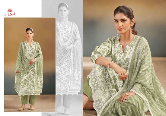 Relssa Fabrics Abir Vol 2 Pure Giza Satin Digital Printed Dress Material