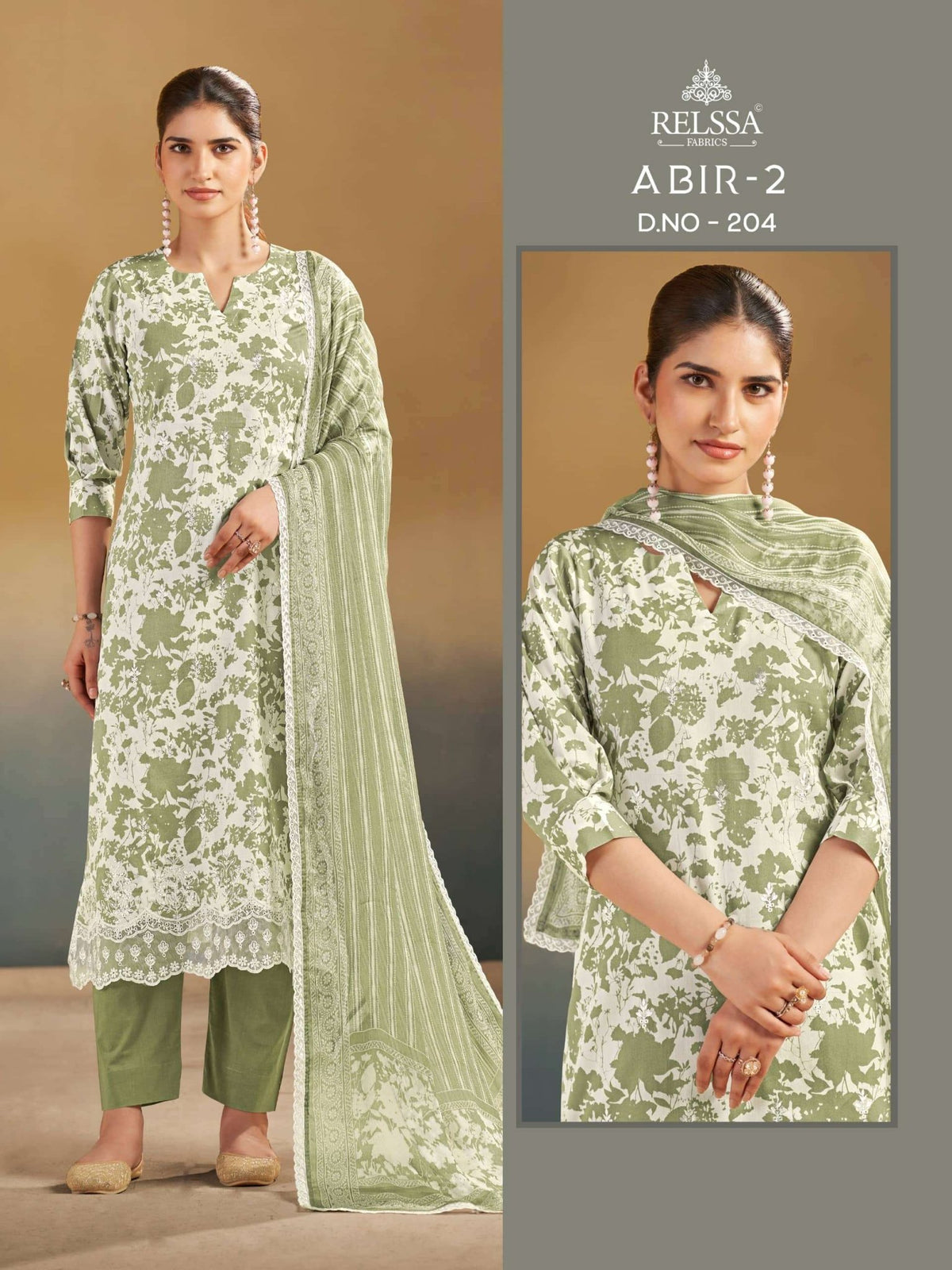 Relssa Fabrics Abir Vol 2 Pure Giza Satin Digital Printed Dress Material - Amrah Wholesale