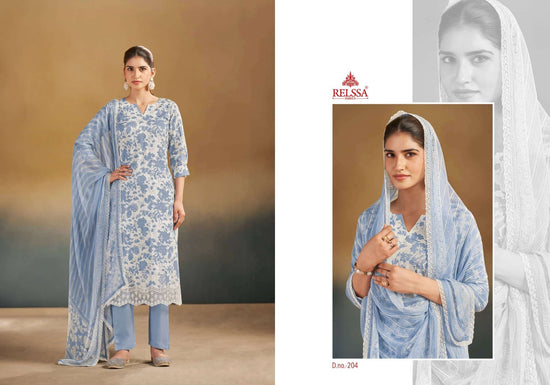 Relssa Fabrics Abir Vol 2 Pure Giza Satin Digital Printed Dress Material - Amrah Wholesale