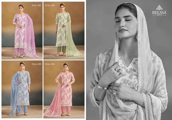 Relssa Fabrics Abir Vol 2 Pure Giza Satin Digital Printed Dress Material - Amrah Wholesale
