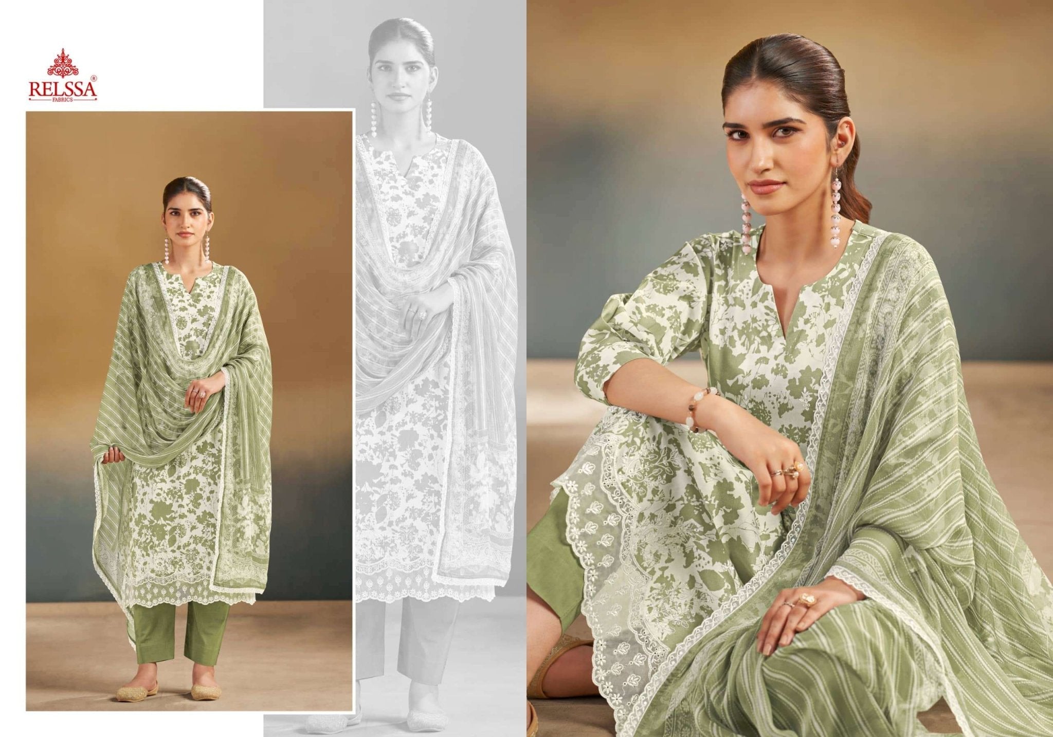 Relssa Fabrics Abir Vol 2 Pure Giza Satin Digital Printed Dress Material - Amrah Wholesale