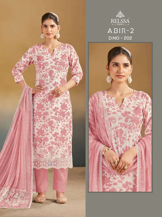 Relssa Fabrics Abir Vol 2 Pure Giza Satin Digital Printed Dress Material - Amrah Wholesale
