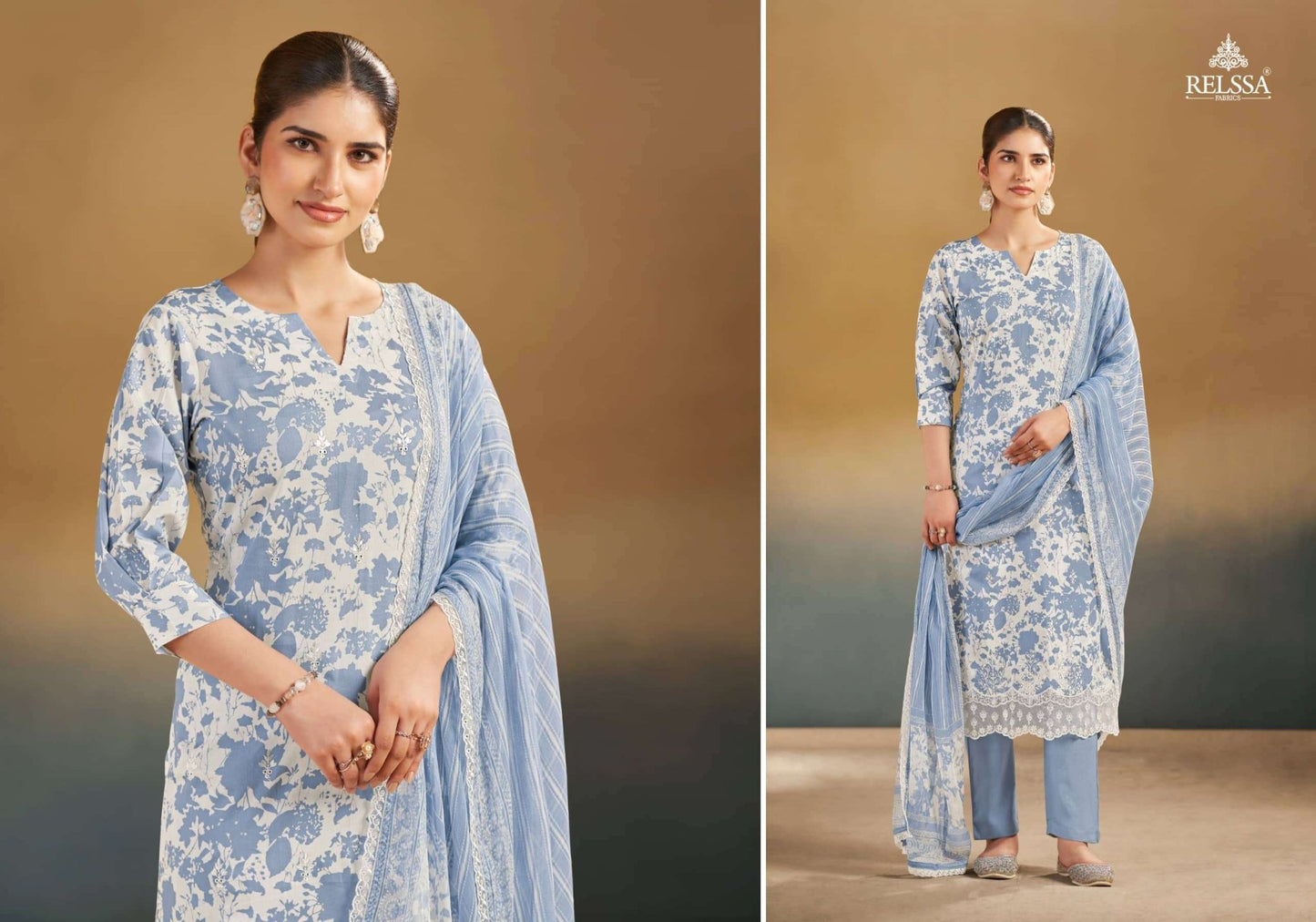 Relssa Fabrics Abir Vol 2 Pure Giza Satin Digital Printed Dress Material - Amrah Wholesale