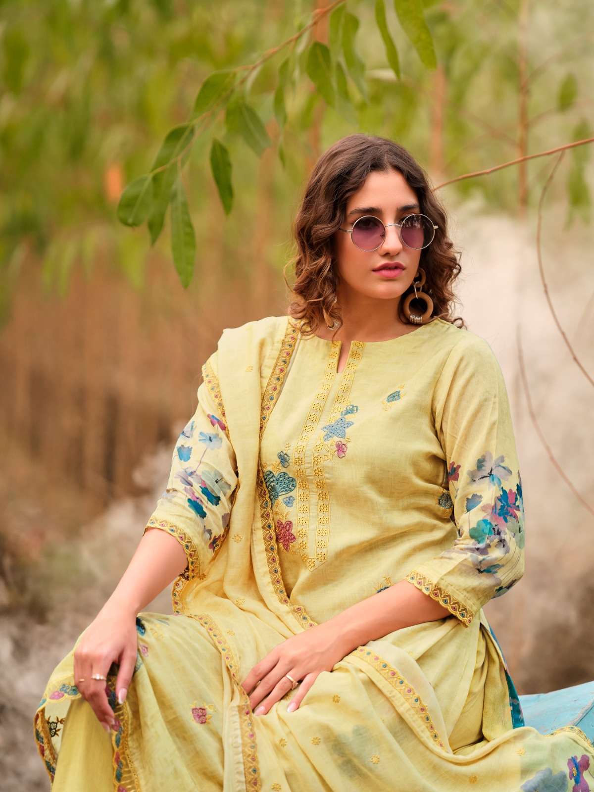 Relssa Fabrics Akira Fancy Muslin Embroidery Dress Material - Amrah Wholesale