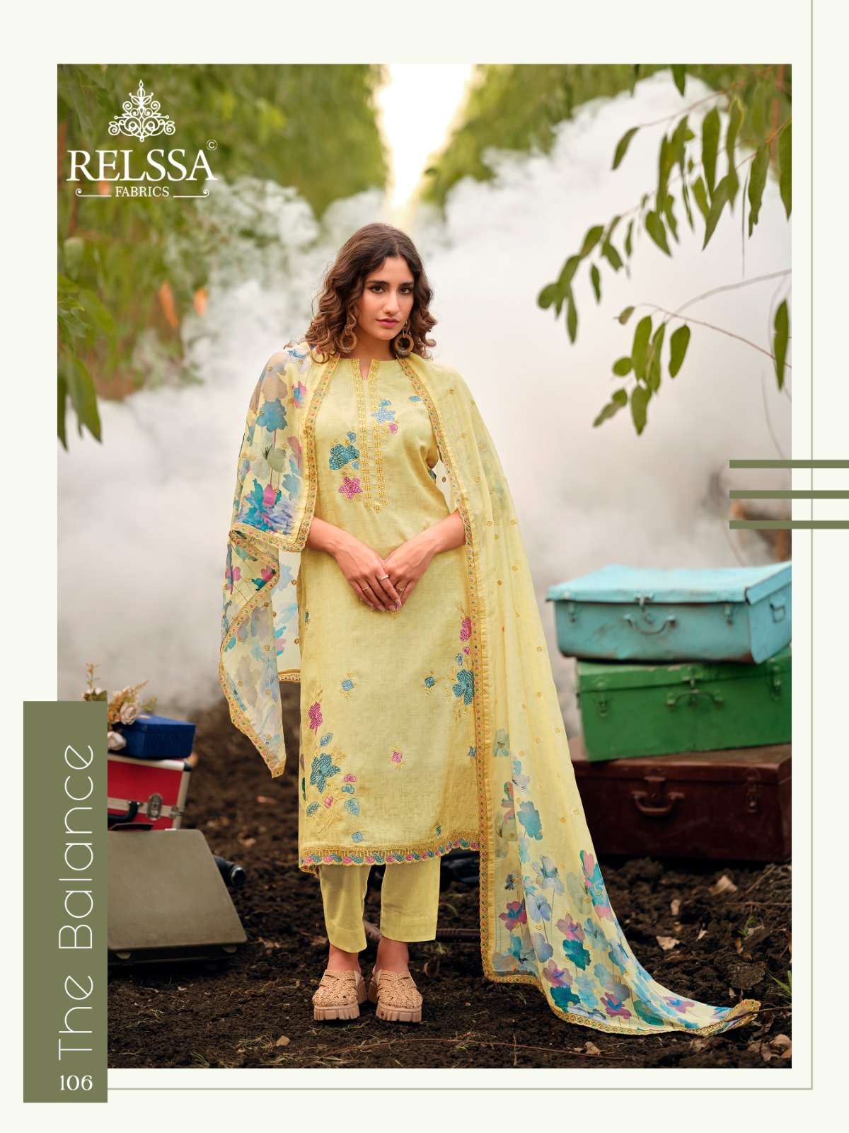 Relssa Fabrics Akira Fancy Muslin Embroidery Dress Material - Amrah Wholesale