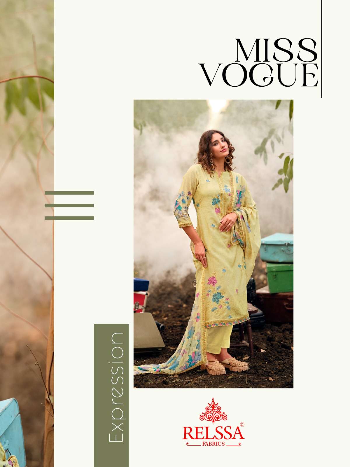 Relssa Fabrics Akira Fancy Muslin Embroidery Dress Material - Amrah Wholesale