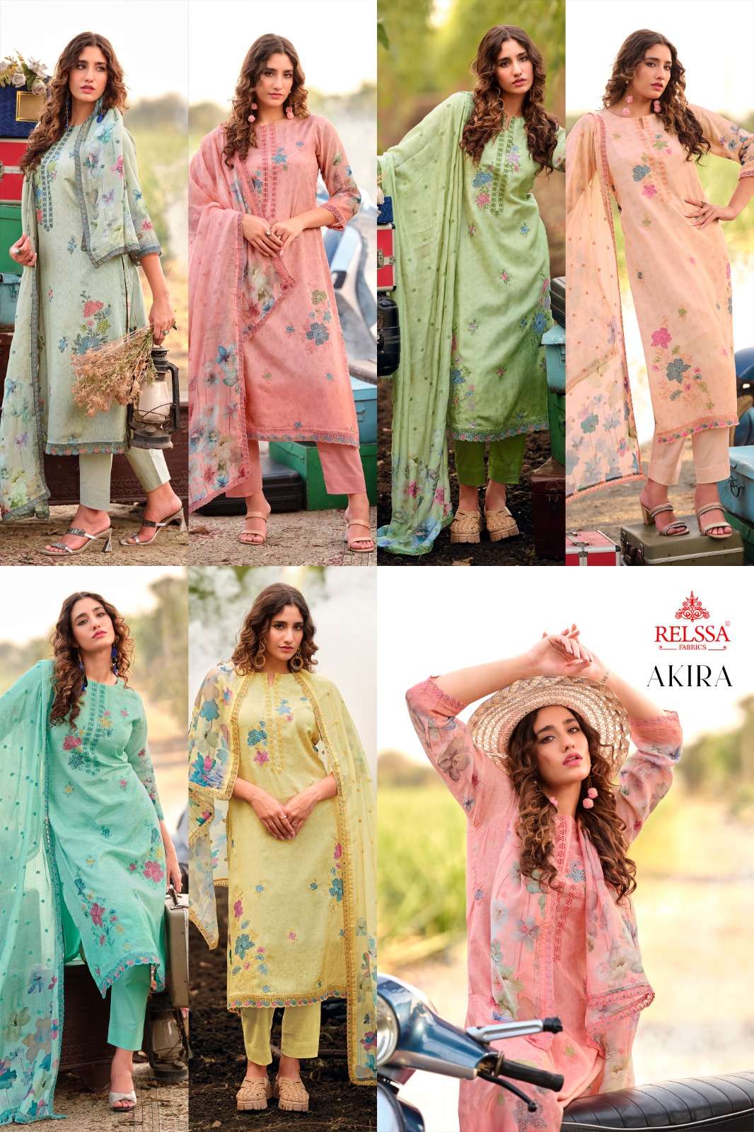 Relssa Fabrics Akira Fancy Muslin Embroidery Dress Material - Amrah Wholesale