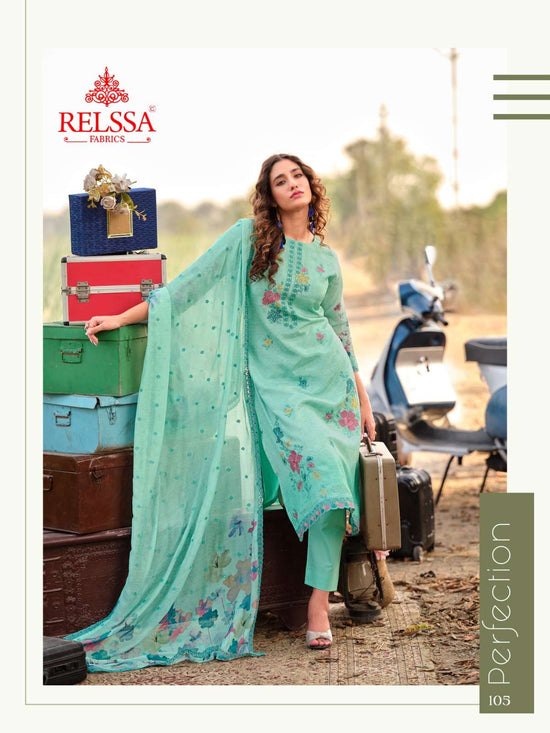 Relssa Fabrics Akira Fancy Muslin Embroidery Dress Material - Amrah Wholesale
