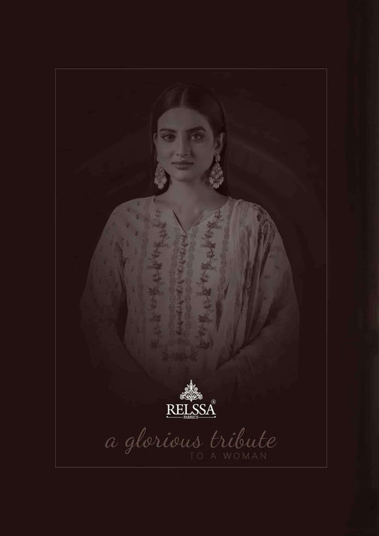 Relssa Fabrics Aliza Cotton Lawn Handwork Dress Material - Amrah Wholesale