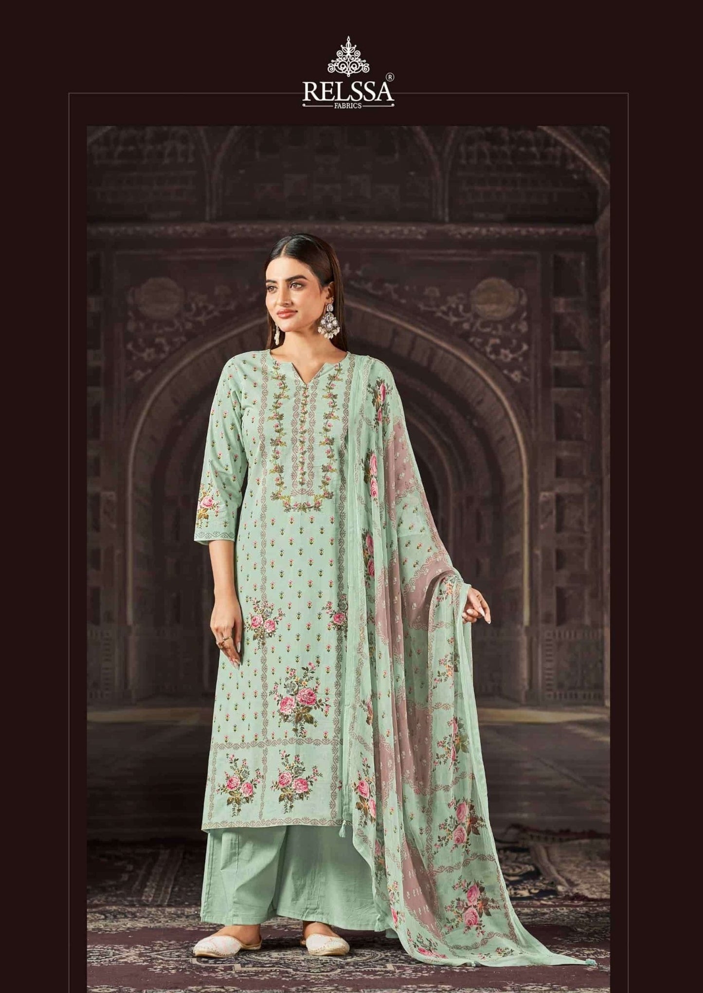 Relssa Fabrics Aliza Cotton Lawn Handwork Dress Material - Amrah Wholesale