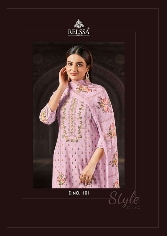 Relssa Fabrics Aliza Cotton Lawn Handwork Dress Material - Amrah Wholesale