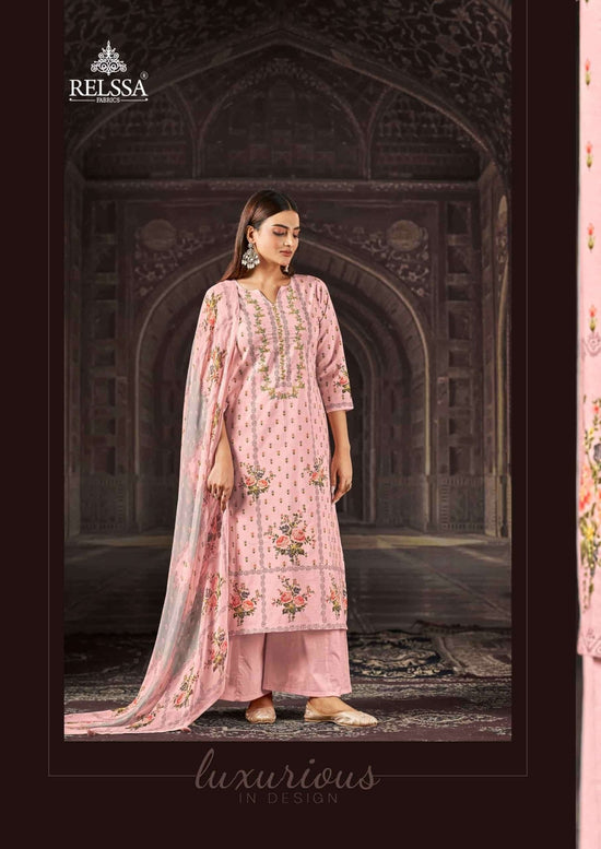 Relssa Fabrics Aliza Cotton Lawn Handwork Dress Material - Amrah Wholesale