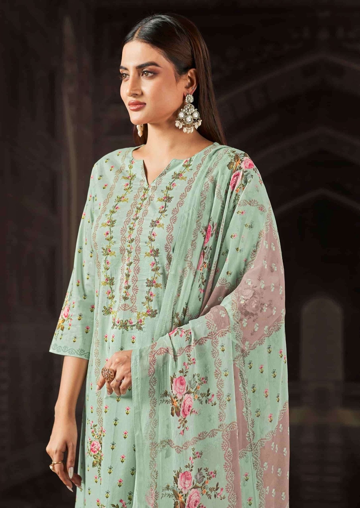 Relssa Fabrics Aliza Cotton Lawn Handwork Dress Material - Amrah Wholesale