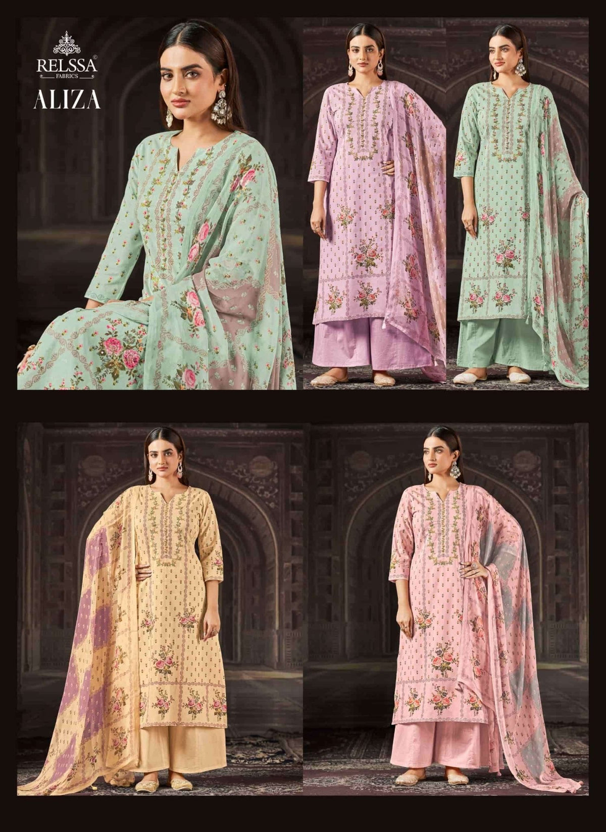 Relssa Fabrics Aliza Cotton Lawn Handwork Dress Material - Amrah Wholesale