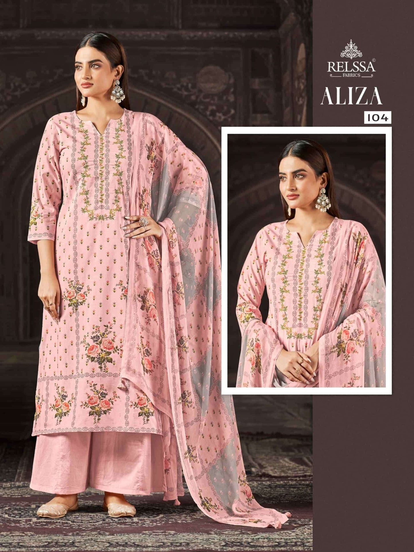 Relssa Fabrics Aliza Cotton Lawn Handwork Dress Material - Amrah Wholesale