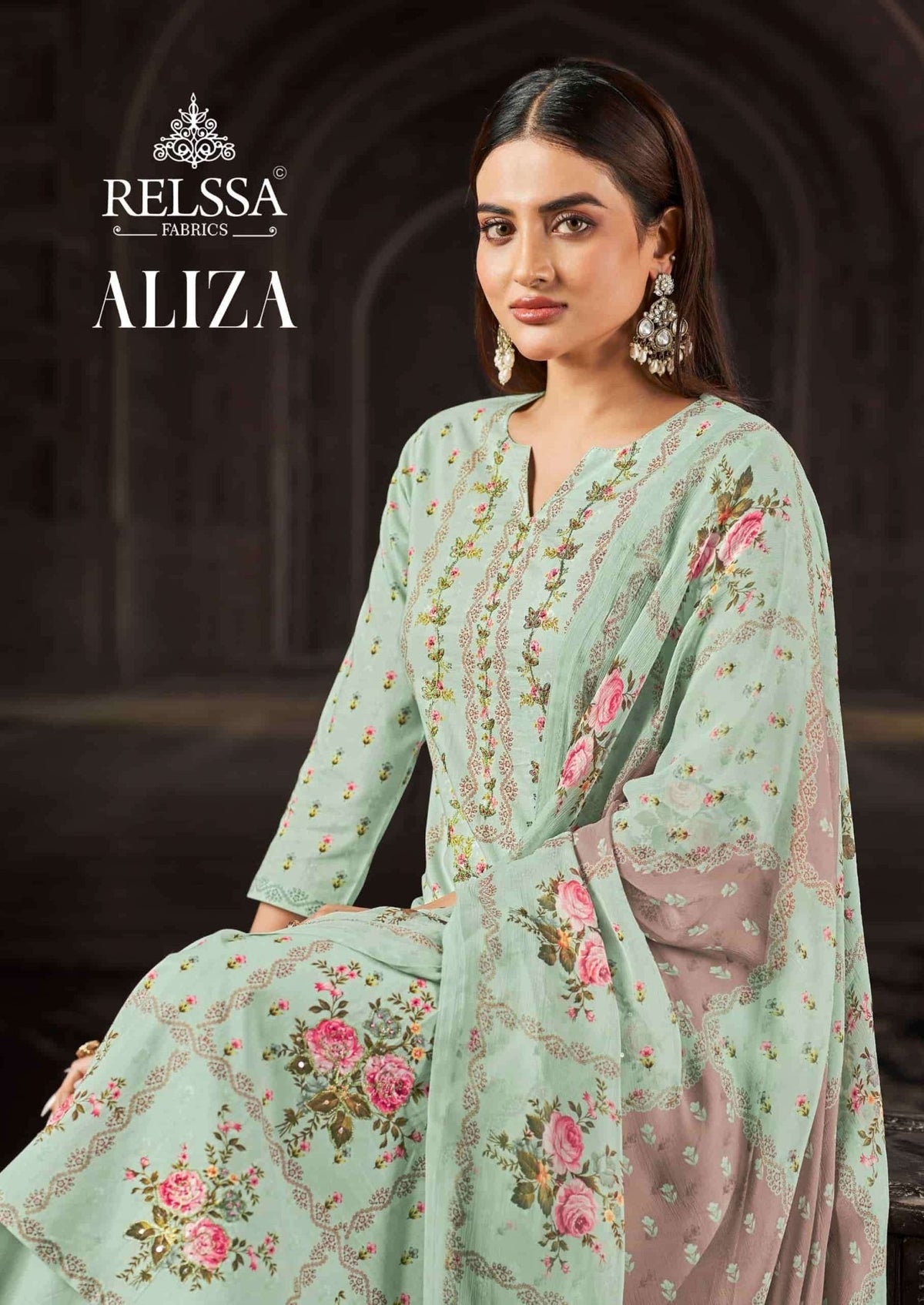 Relssa Fabrics Aliza Cotton Lawn Handwork Dress Material - Amrah Wholesale