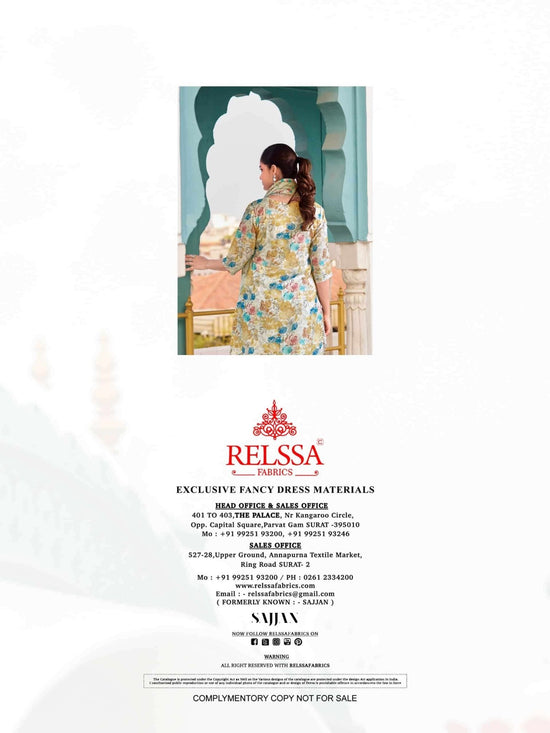 Relssa Fabrics Angel Vol 3 Premium Muslin Embroidered Dress Material - Amrah Wholesale