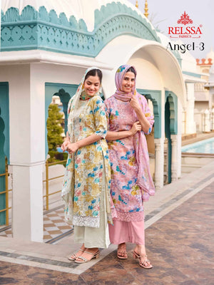 Relssa Fabrics Angel Vol 3 Premium Muslin Embroidered Dress Material - Amrah Wholesale