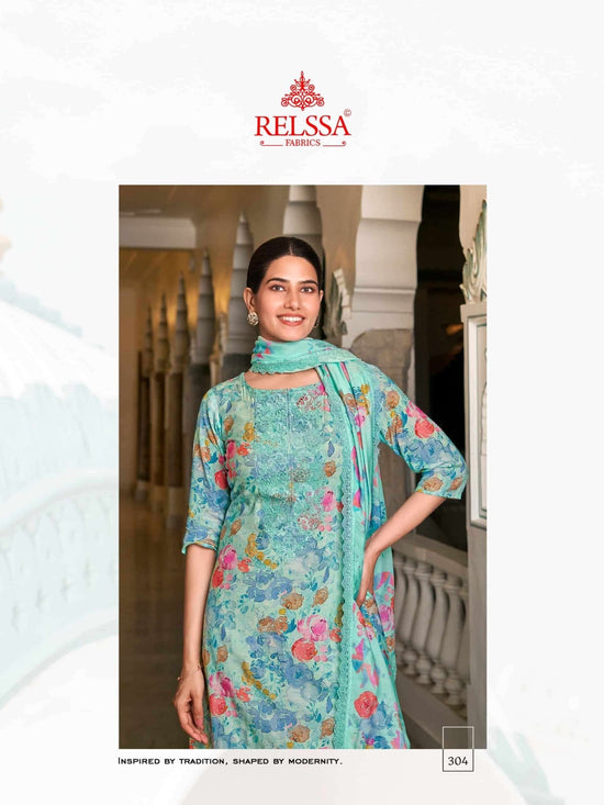Relssa Fabrics Angel Vol 3 Premium Muslin Embroidered Dress Material - Amrah Wholesale