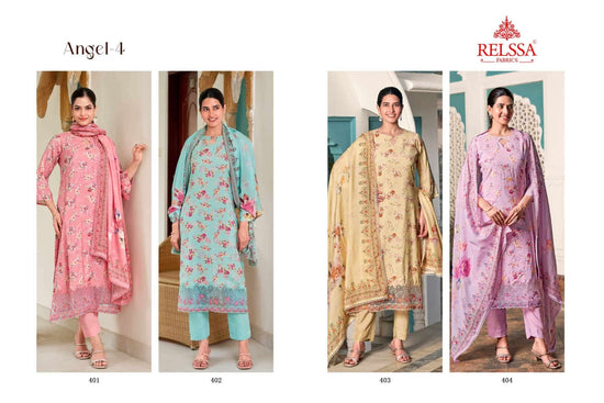 Relssa Fabrics Angel Vol 4 Premium Muslin Embroidered Dress Material - Amrah Wholesale