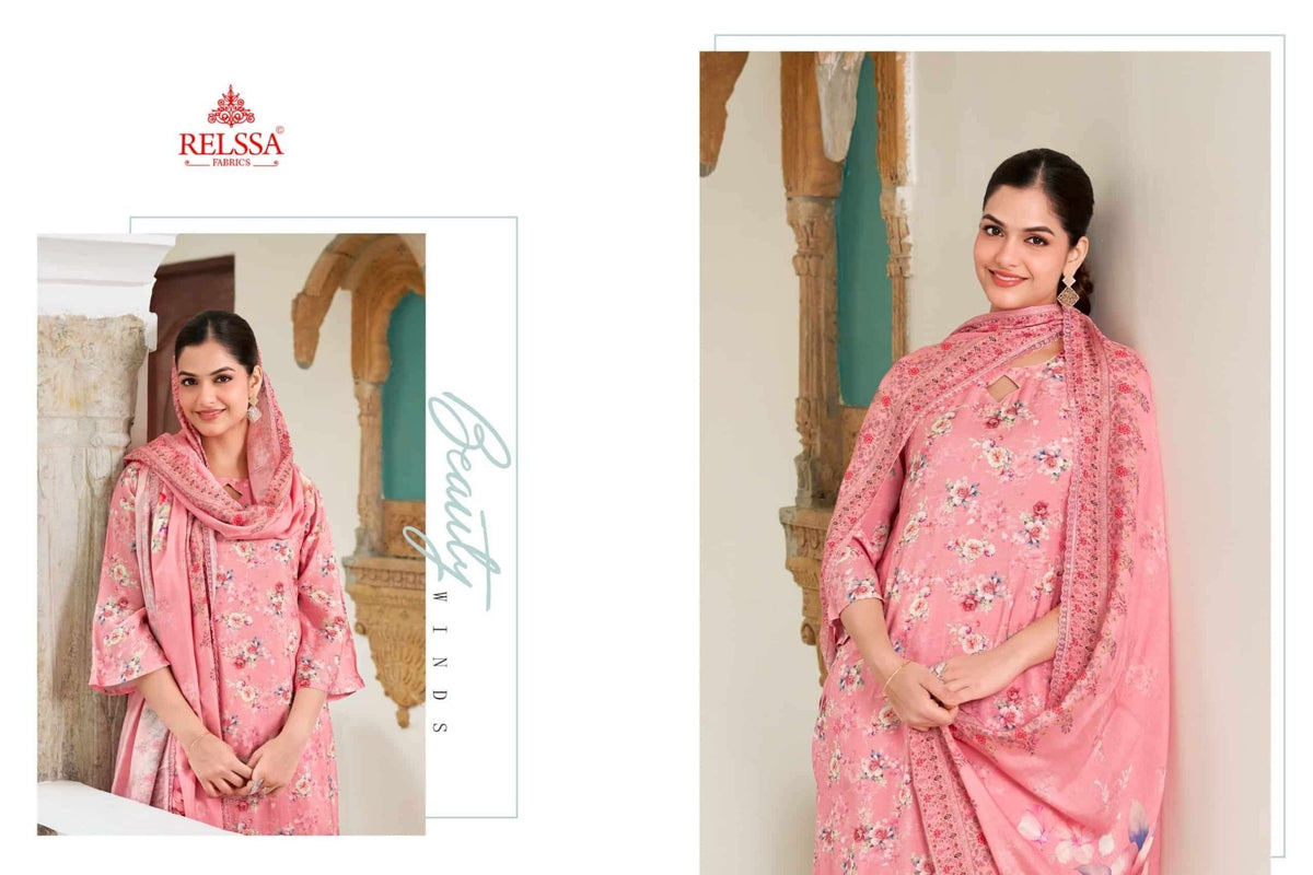 Relssa Fabrics Angel Vol 4 Premium Muslin Embroidered Dress Material - Amrah Wholesale