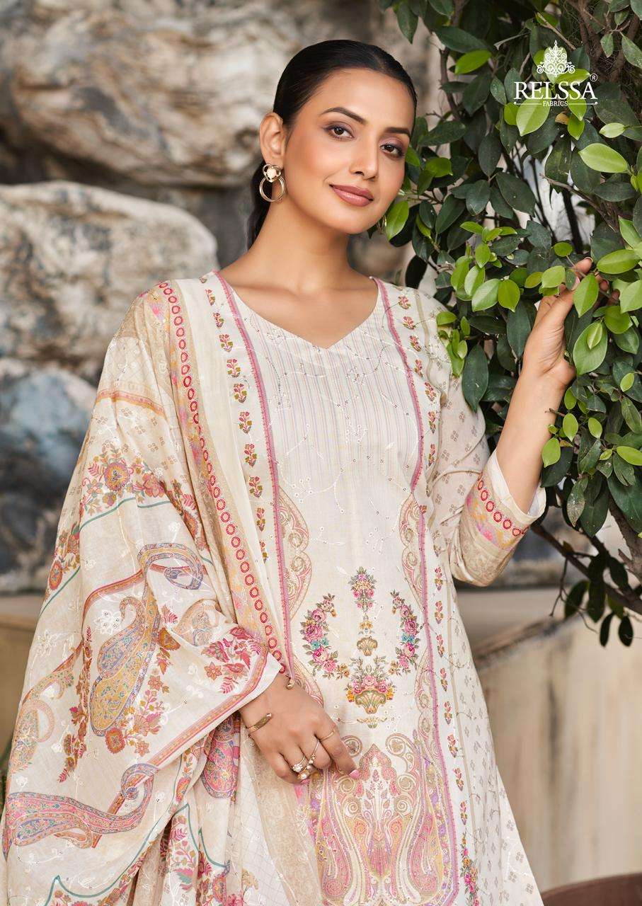 Relssa Fabrics Falak Vol 10 Superior Cotton Embroidered Dress Material - Amrah Wholesale