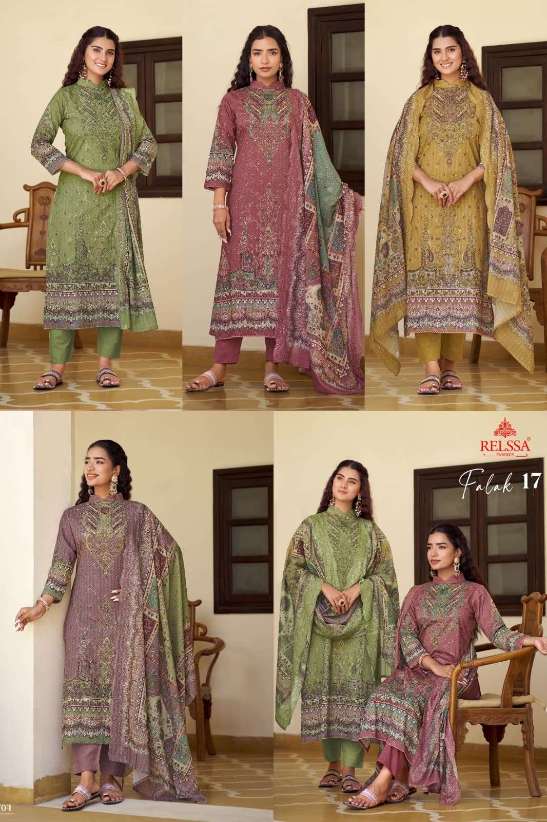 Relssa Fabrics Falak Vol 17 Superior Cotton Embroidered Dress Material - Amrah Wholesale