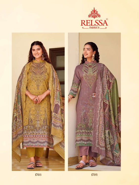 Relssa Fabrics Falak Vol 17 Superior Cotton Embroidered Dress Material - Amrah Wholesale