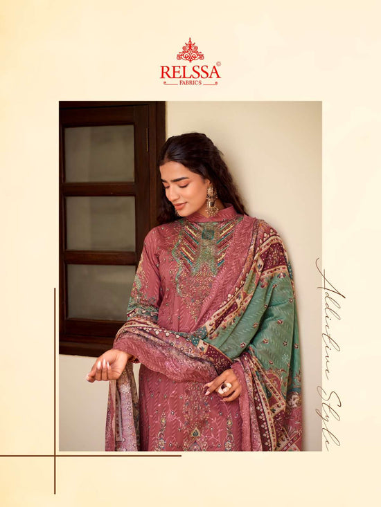 Relssa Fabrics Falak Vol 17 Superior Cotton Embroidered Dress Material - Amrah Wholesale