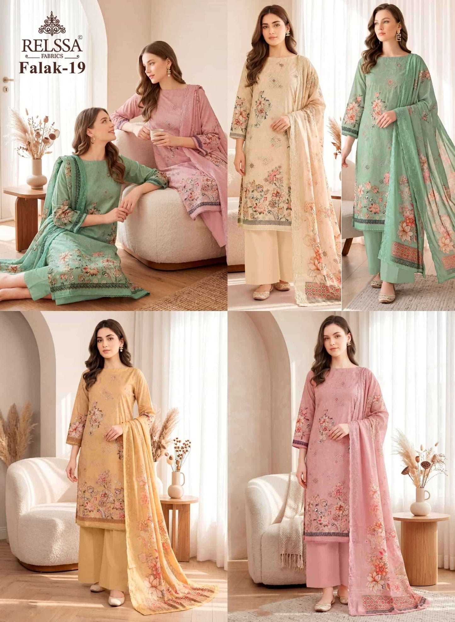 Relssa Fabrics Falak Vol 19 Superior Cotton Embroidered Salwar Suit Set - Amrah Wholesale