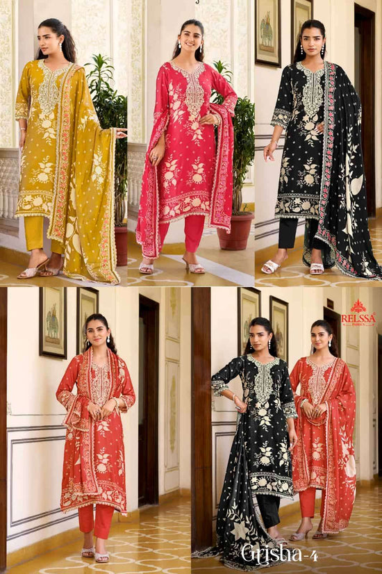 Relssa Fabrics Grisha Vol 4 Masakali Embroidered Dress Material - Amrah Wholesale
