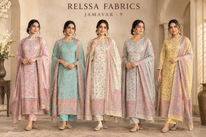 Relssa Fabrics Jamavar Vol 9 Jacquard Silk Dress Material