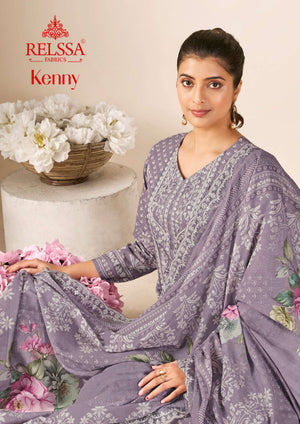 Relssa Fabrics Kenny Premium Cotton Lawn Dress Material