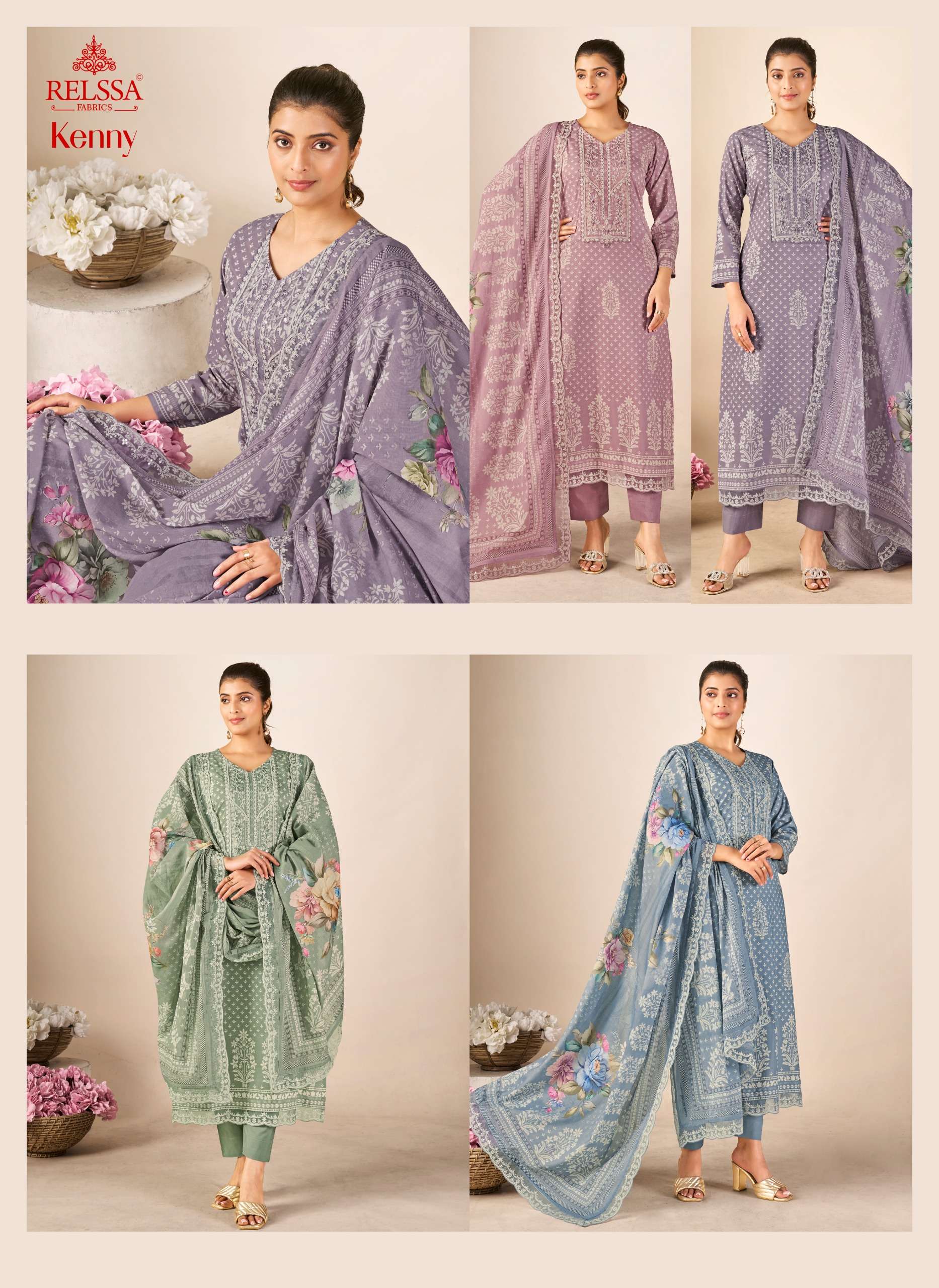 Relssa Fabrics Kenny Premium Cotton Lawn Dress Material