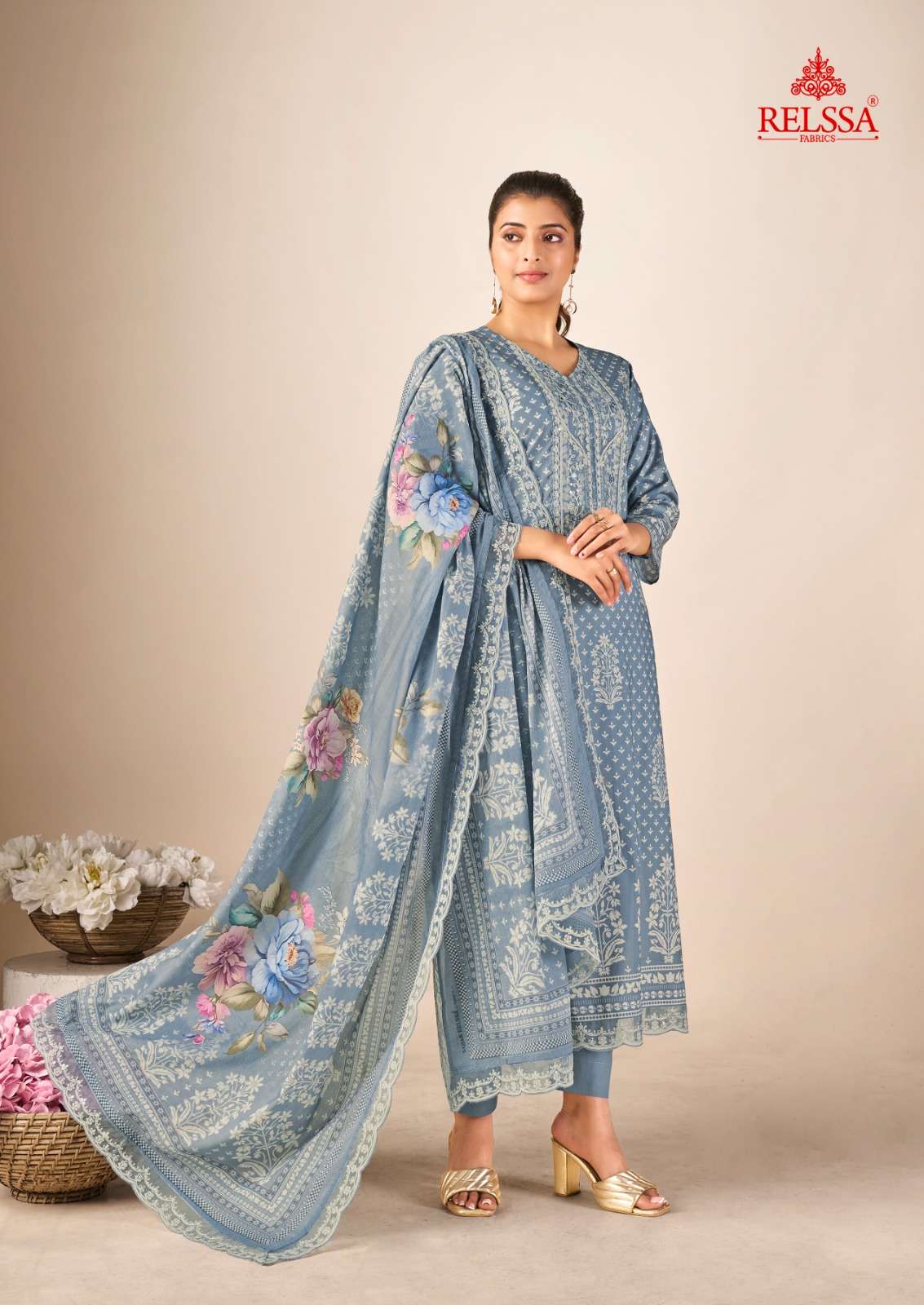 Relssa Fabrics Kenny Premium Cotton Lawn Dress Material - Amrah Wholesale