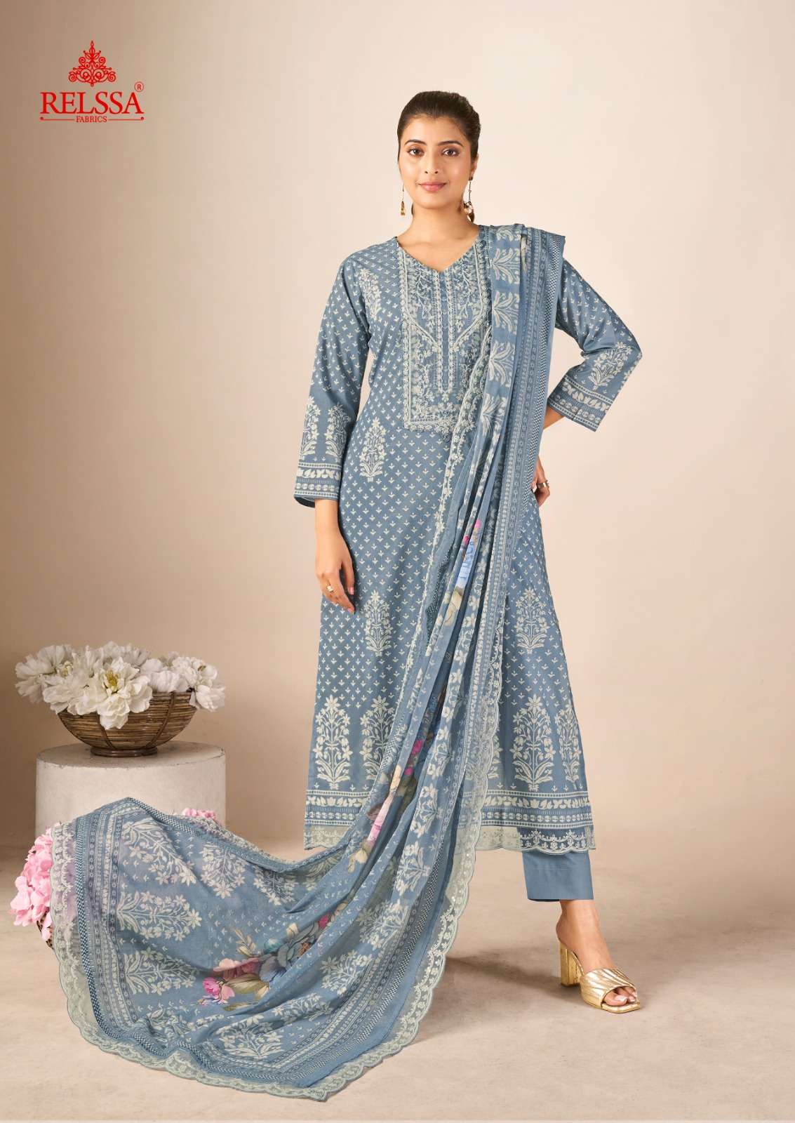 Relssa Fabrics Kenny Premium Cotton Lawn Dress Material - Amrah Wholesale
