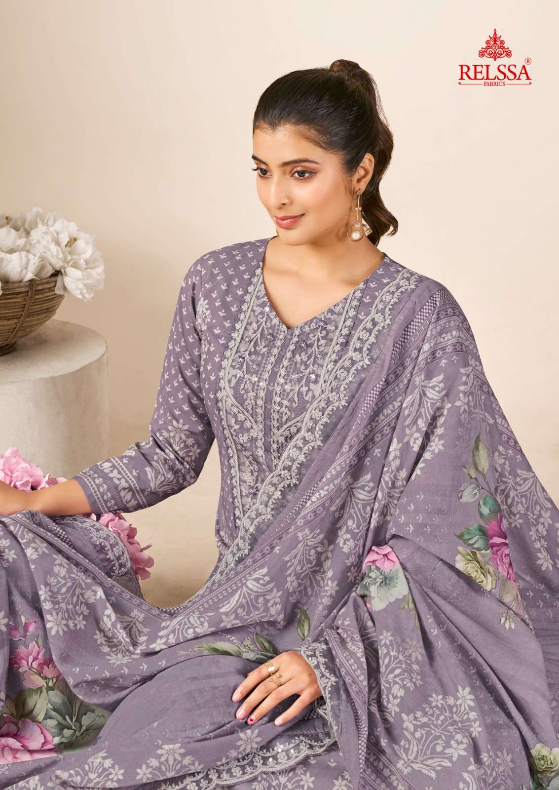 Relssa Fabrics Kenny Premium Cotton Lawn Dress Material - Amrah Wholesale