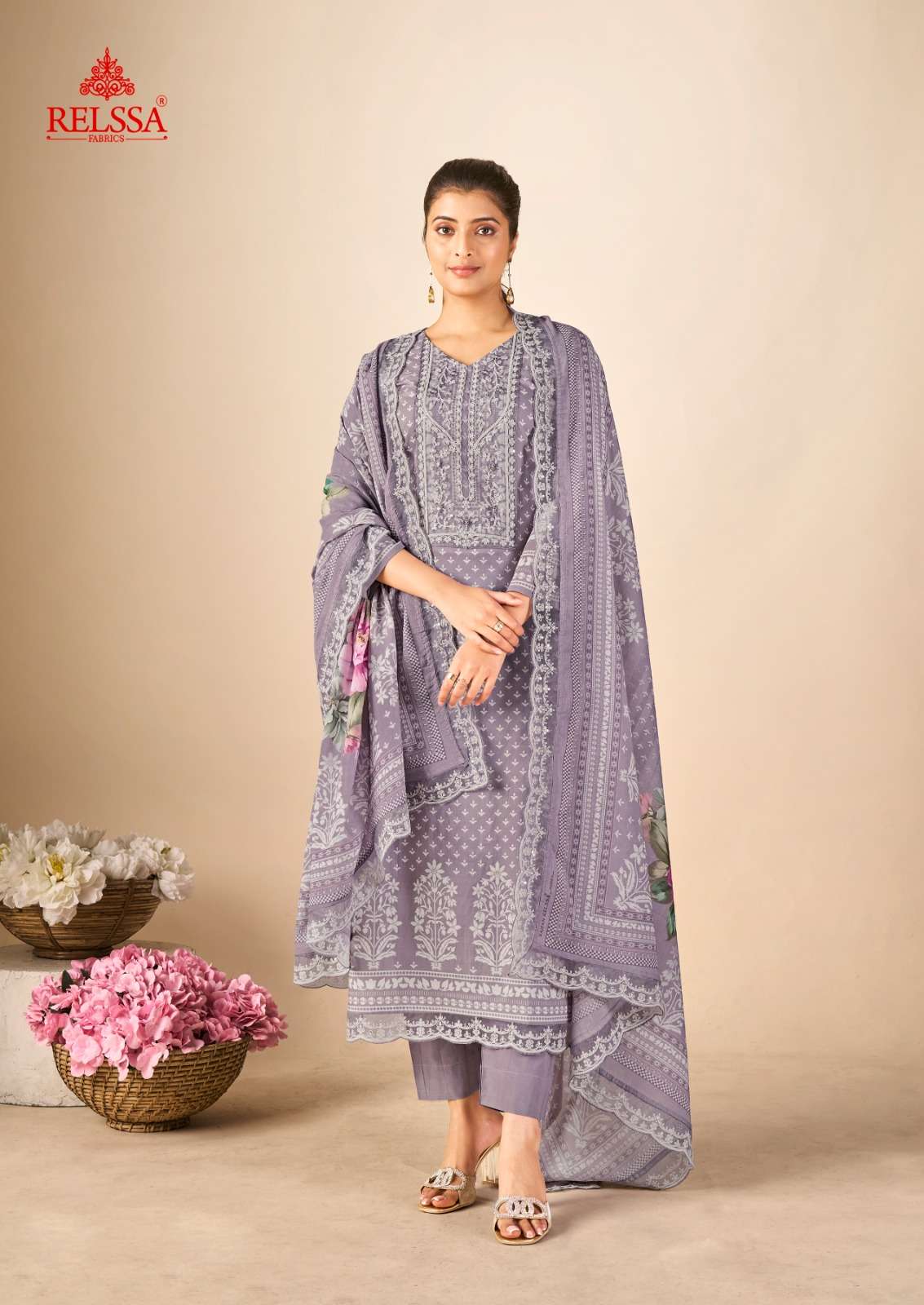 Relssa Fabrics Kenny Premium Cotton Lawn Dress Material - Amrah Wholesale